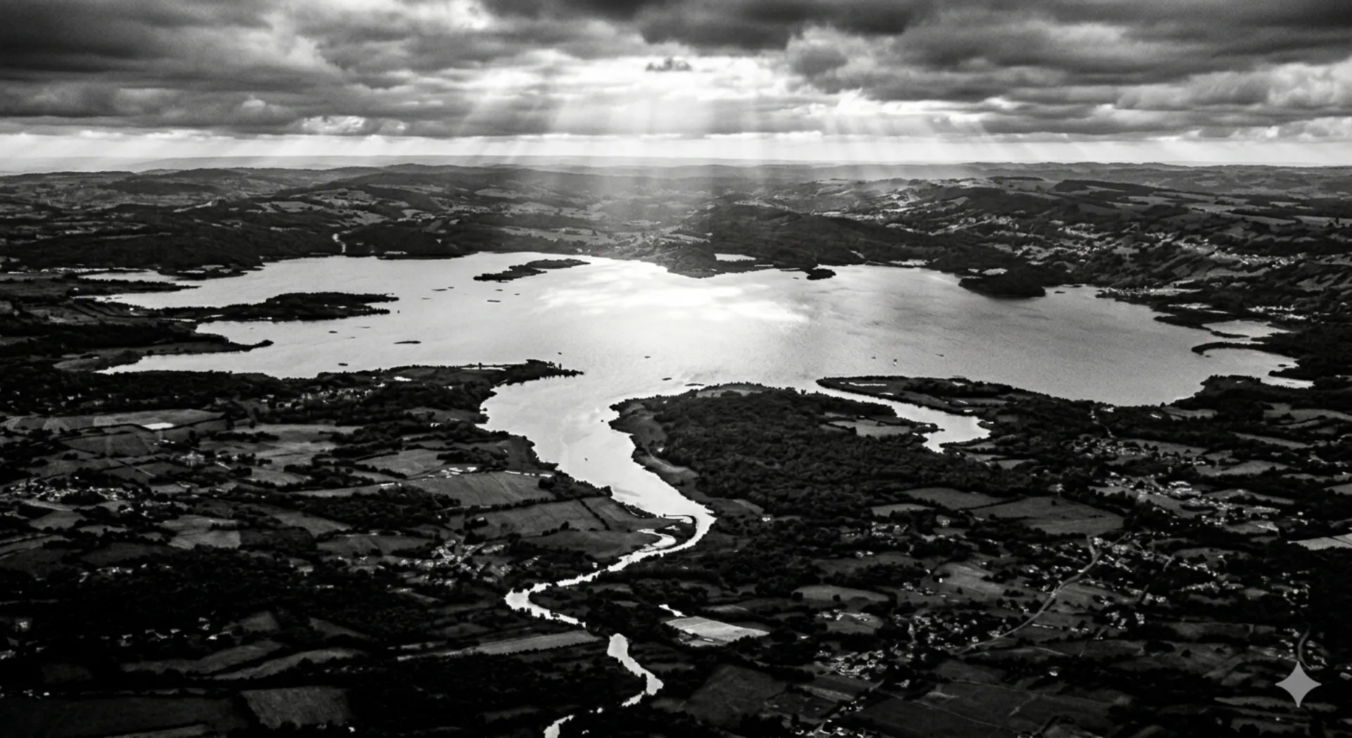 Vue aérienne du lac de Grand-Lieu